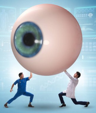 Doktor dev gözü tıbbi konseptte inceliyor.