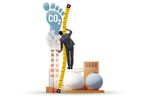 Carbon footprint concept with the pollution