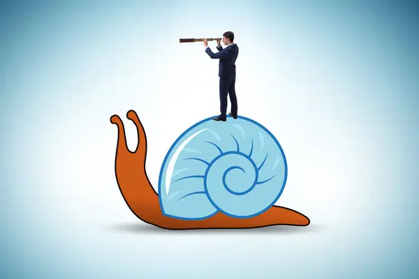 Businessman Snail Slow Business Concept — Stock Photo, Image
