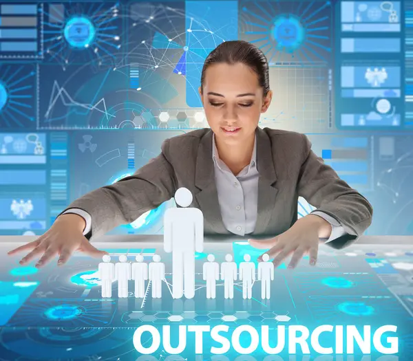 Het Concept Van Outsourcing Het Moderne Bedrijfsleven — Stockfoto