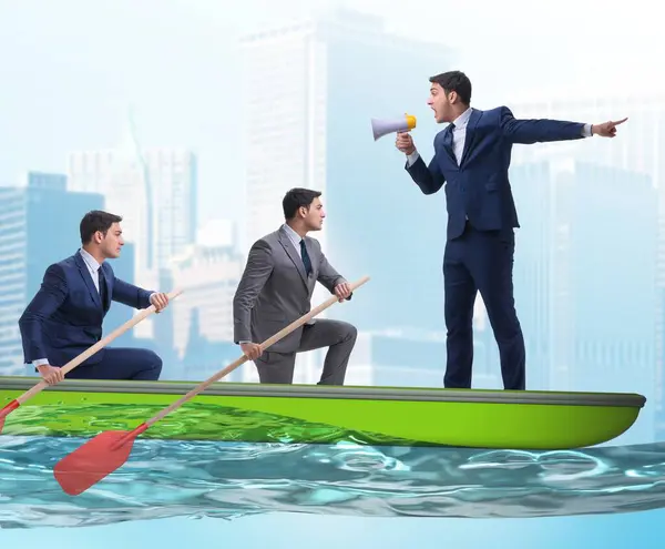 Geschäftsmannschaften Teamwork Konzept Mit Boot — Stockfoto