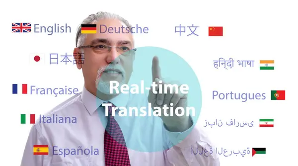 Concept Traduction Temps Réel Partir Une Langue Étrangère — Photo