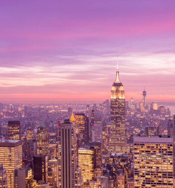 Günbatımında New York Manhattan manzarası