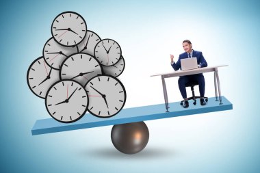Businessman in the deadline and time pressure concept clipart