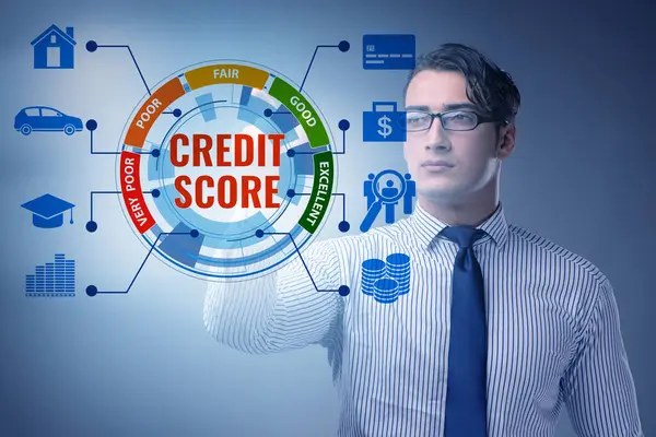 Zakenman Het Credit Score Concept Rechtenvrije Stockfoto's