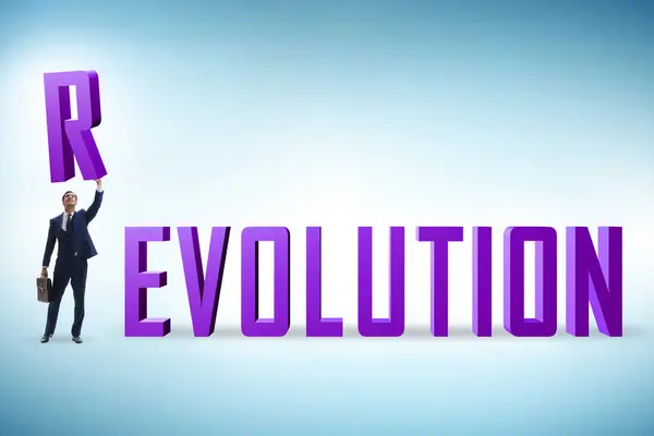 Evolutionen Förvandlas Till Revolutionskonceptet Stockbild