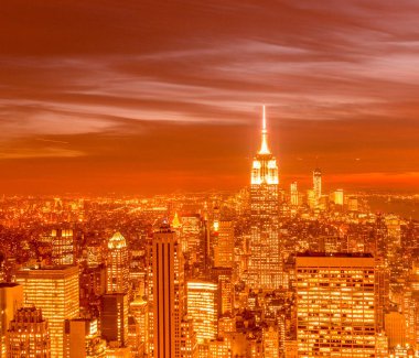 Günbatımında New York Manhattan manzarası