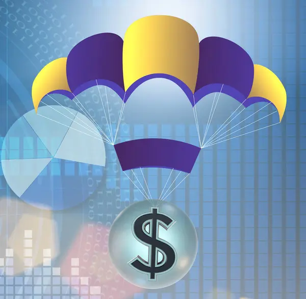 The concept with dollar in golden parachute illustration
