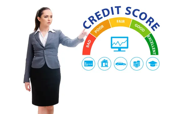 Zakenman Het Credit Score Concept Stockfoto