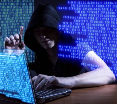 Dijital güvenlik kavramındaki hacker.