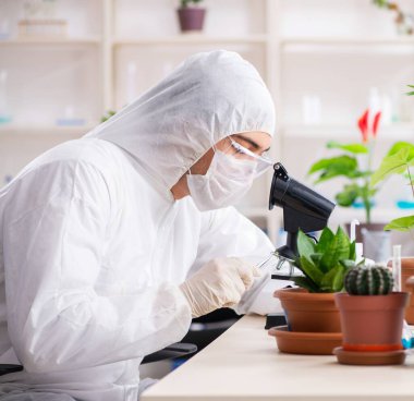 Laboratuvarda çalışan biyoteknoloji kimyageri.