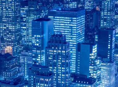 Günbatımında New York Manhattan manzarası