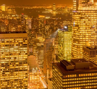 Günbatımında New York Manhattan manzarası