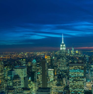 Günbatımında New York Manhattan manzarası