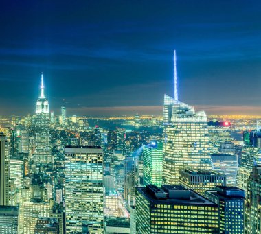 Günbatımında New York Manhattan manzarası