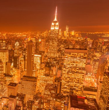 Günbatımında New York Manhattan manzarası