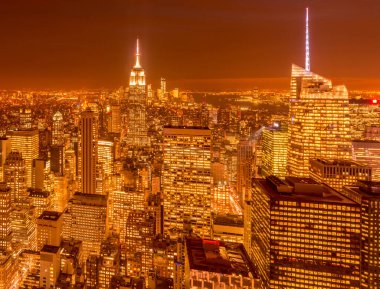 Günbatımında New York Manhattan manzarası