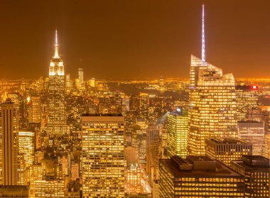 Günbatımında New York Manhattan manzarası