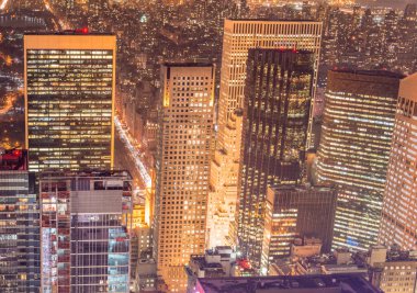 Günbatımında New York Manhattan 'ın gece manzarası