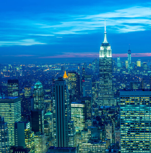 Вид на Нью-Йорк в часы заката