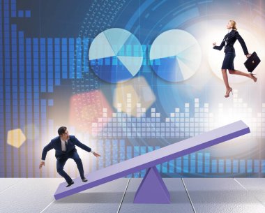 İş adamı ve tahterevalli arasındaki rekabet konsepti