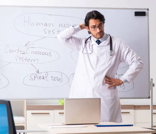 stock image The young male doctor neurologist in front of whiteboard