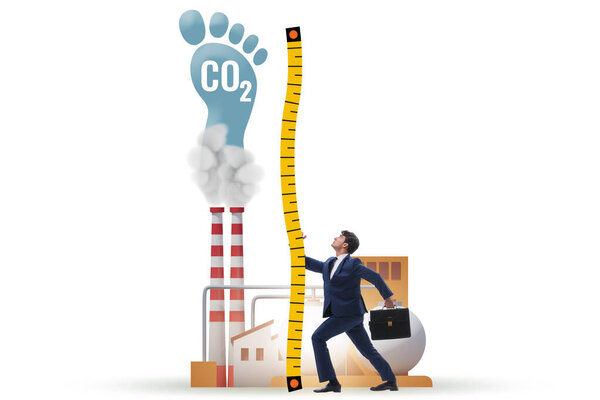 Carbon footprint concept with the pollution