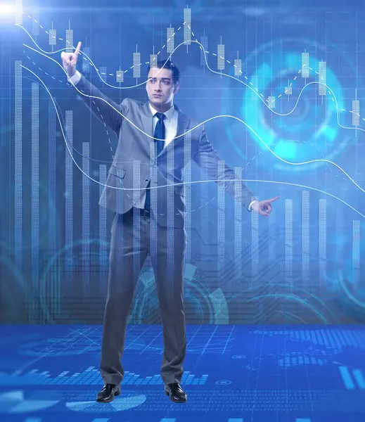 Borsa ticaret konseptindeki adam.