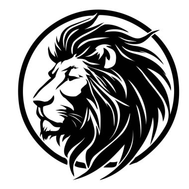 İş için aslan logosu, Siyah ve Beyaz. Vektör İllüstrasyonu.
