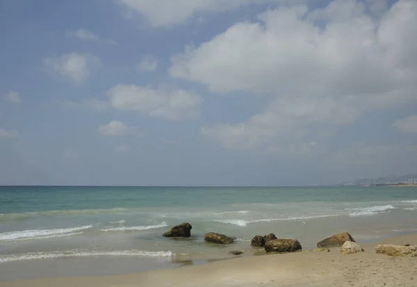 Widok Wybrzeże Morza Śródziemnego Izrael — Zdjęcie stockowe