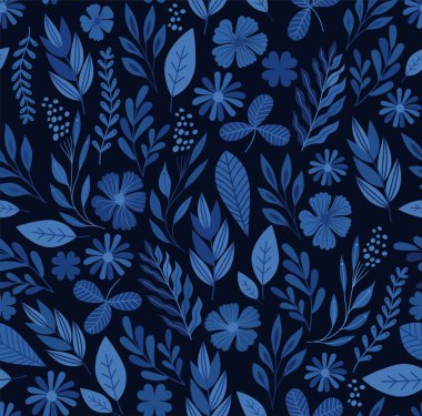 Yapraklı, modaya uygun, pürüzsüz bir model. Tekstil baskısı, arkaplan, duvar kağıdı, dekoratif kağıt ve diğer tasarım için vektör illüstrasyonu.