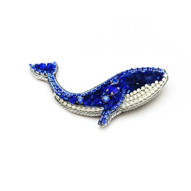 Silver brooch drop with a blue stone