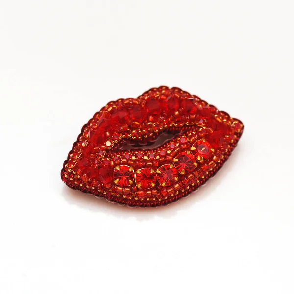 Brooch Drop Red Stone 스톡 사진