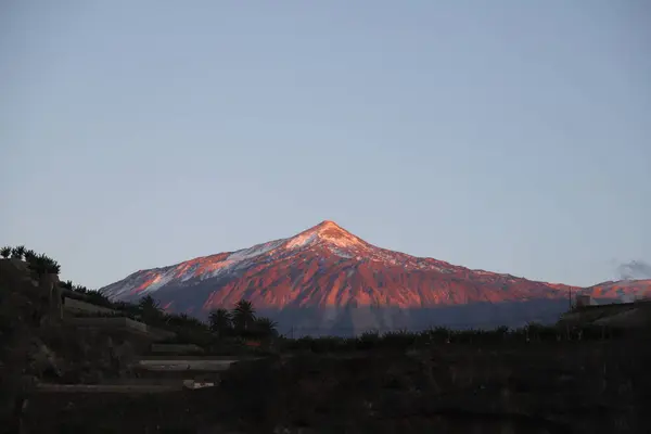 Teide Ηφαίστειο Βουνό Ηλιόλουστο Πρωί Στο Teide National Park Εικόνα Αρχείου