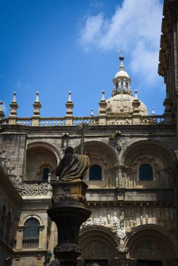Santiago de Compostela, İspanya. Santiago de Compostela Katedrali 'nin bahçesinde.