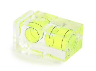 Beyaz üzerine izole edilmiş fotoğraf makinesi için yeşil şeffaf çok katmanlı yakın görüntü