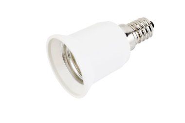 Beyaz armatür ışığı beyaz arkaplanda izole; metal parçalı lamba tutucuları