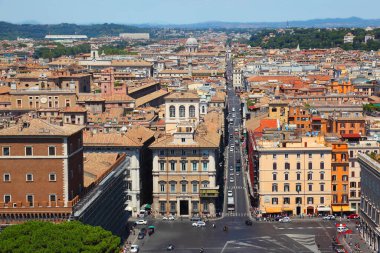 Roma panoraması, İtalya 'nın başkenti Roma' da yaz günü.