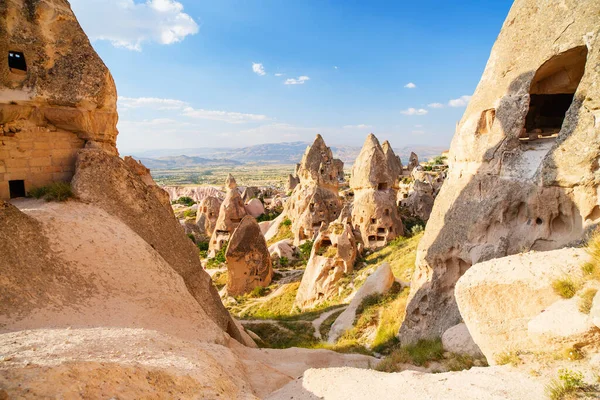 View Rock Formations Fairy Chimneys Uchisar Castle Cappadocia Turkey — Foto de Stock