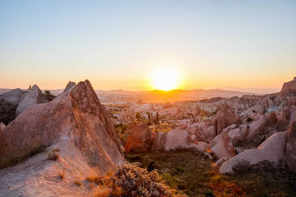 Stunning View Rose Red Valley Rock Formations Cappadocia Turkey Sunset — Stock Photo, Image