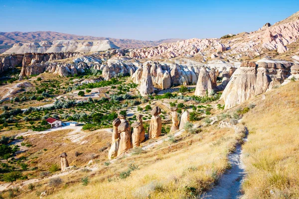Beautiful Valley Cavusin Village Cappadocia Turkey Amazing Rock Formations Fairy — Stok fotoğraf