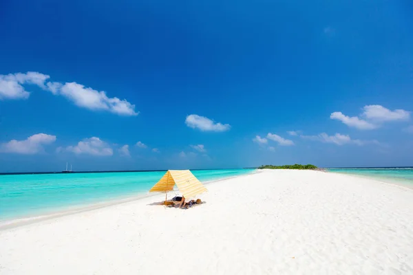 Bela Praia Tropical Ilha Exótica Maldivas — Fotografia de Stock