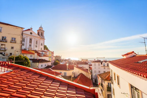 Červené Střechy Lisabonu Alfama Portugalsku — Stock fotografie