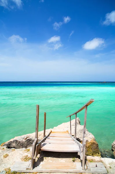 Idyllic Tropical Beach White Sand Turquoise Ocean Water Aruba Island — Zdjęcie stockowe