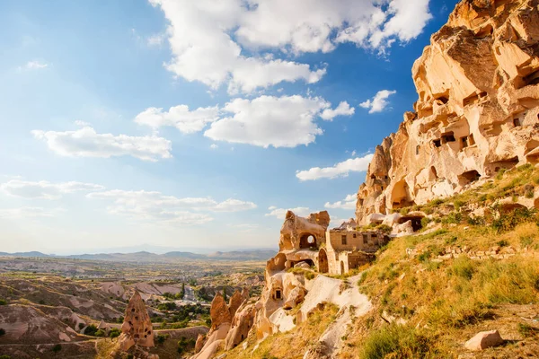 View Uchisar Castle Rock Formations Fairy Chimneys Cappadocia Turkey — Stok fotoğraf