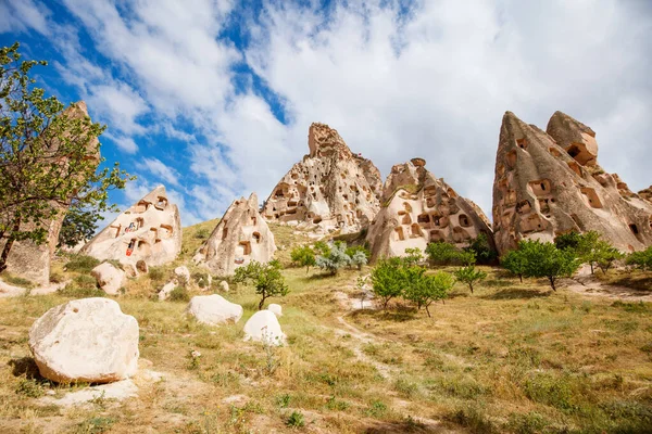 View Uchisar Castle Rock Formations Fairy Chimneys Cappadocia Turkey — 스톡 사진