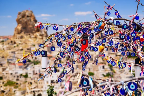 Evil Eye Charms Hang Tree Cappadocia Turkey Good Luck — 스톡 사진