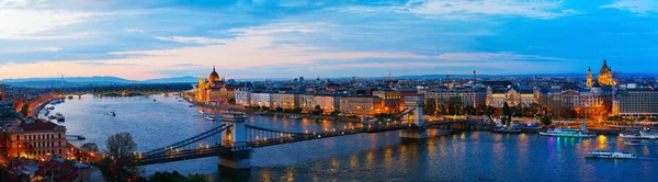 Vista Noturna Panorama Parlamento Ponte Chain Bela Cidade Budapeste — Fotografia de Stock