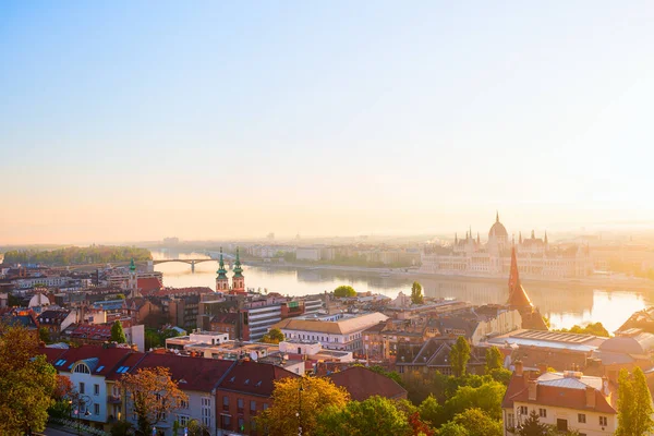 Вид Парламент Будапешта Реку Дунай Высоты Птичьего Полета — стоковое фото