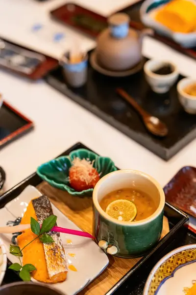 Traditional Japanese Breakfast Spread — Stock Photo, Image
